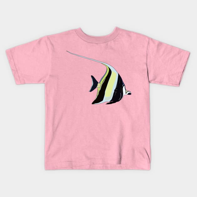 Moorish idol fish cartoon illustration Kids T-Shirt by Miss Cartoon